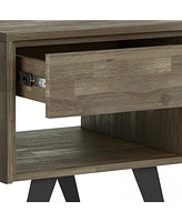 Simpli Home Lowry Solid Acacia Wood End Table in Distressed Grey