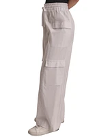 Dkny Jeans Women's High-Rise Drawstring Wide-Leg Cargo Pants