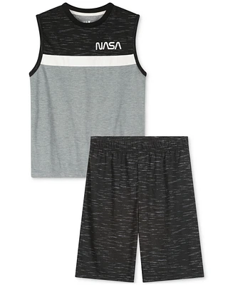 Max & Olivia Boys Nasa Graphic Muscle Tank Top Shorts Pajamas, 2 Piece Set