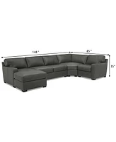 Radley 148" 4-Pc. Leather Wedge Modular Chaise Sectional, Created for Macy's