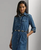 Lauren Ralph Women's Belted Denim Shirt Dress, Regular & Petite