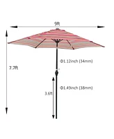 Streamdale Furniture 9FT Umbrella Red Stripes