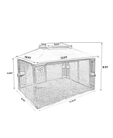 13 X 10 Outdoor Patio Gazebo Canopy Tent With Ventilated Double Roof And Mosquito Net