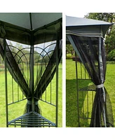 13 X 10 Outdoor Patio Gazebo Canopy Tent With Ventilated Double Roof And Mosquito Net