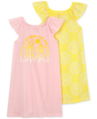 Carter's Little & Big Girls Sunshine Lemon-Print Nightgowns, Pack of 2
