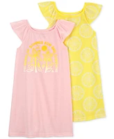 Carter's Little & Big Girls Sunshine & Lemon-Print Nightgowns, Pack of 2