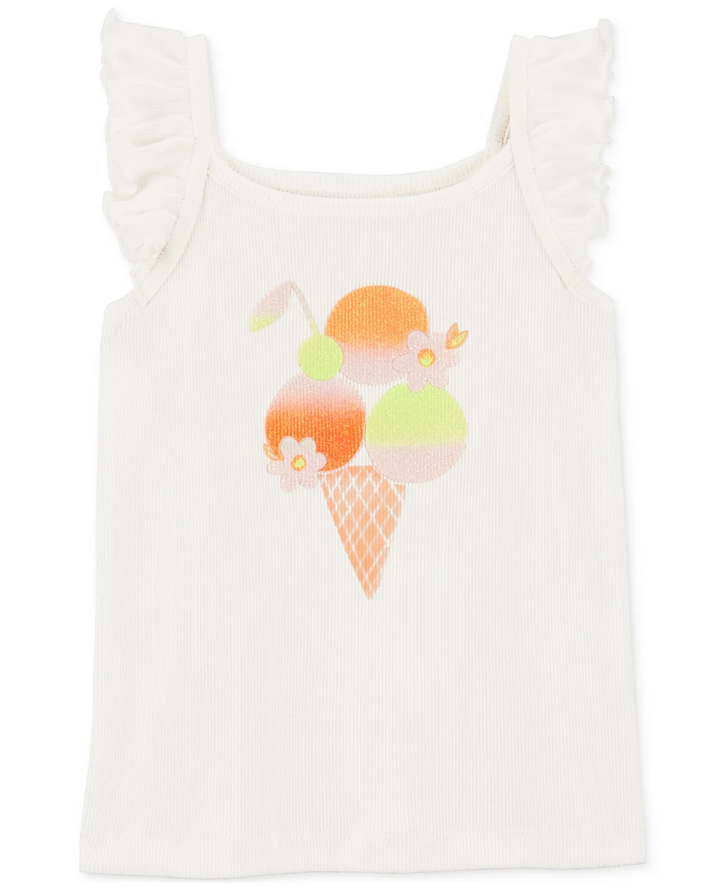 Carter's Toddler Girls Ice Cream Graphic Cotton Flutter-Sleeve Tank Top