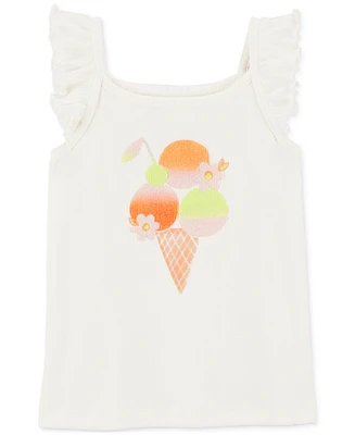Carter's Toddler Girls Ice Cream Graphic Cotton Flutter-Sleeve Tank Top