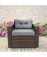 Streamdale Furniture 6 Piece Patio Rattan Wicker Outdoor Furniture Conversation Sofa Set With Removable Cushions