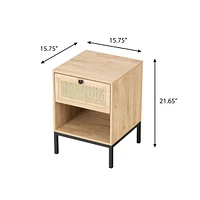 Byron C Rattan Twinset Beside Stand Nightsand Bedside Cabinet with Drawer 2pcs