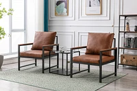 Modern Pu Leather Accent Chair With Powder Coated Metal Frame, Single Sofa