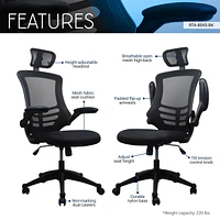Modern High-Back Mesh Executive Office Chair With Headrest And Flip-Up Arms