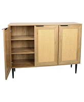 Streamdale Furniture Elegant Kitchen Buffet with Rattan Doors & 3-Tier Shelving