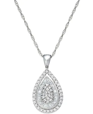 Wrapped Love Diamond Teardrop Pendant Necklace (1/2 ct. t.w.) 14k White, Yellow or Rose Gold, Created for Macy's