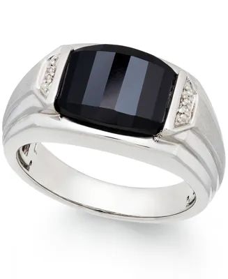 Men's Onyx (4-1/2 ct. t.w.) and Diamond Accent Ring in Sterling Silver