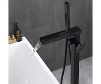 1-Handle Freestanding Bathtub Faucet With Hand Shower, Matte Black