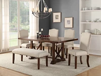 Cream Upholstered Dining Chairs Set of 2 with Nailheads