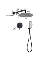 Streamdale Furniture 10" Matte Black Roud Rain Shower Head And Handheld Shower Head Set