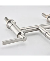 Streamdale Furniture Double Handle Bridge Kitchen Faucet With Side Spray