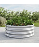 Streamdale Furniture 32.0811.4" Tall Round Raised Garden Bed, Metal Raised Beds for Vegetables, Outdoor Garden Raised Planter Box, Backyard Patio Plan