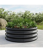 32.08"11.4" Tall Round Raised Garden Bed,Metal Raised Beds for Vegetables, Outdoor Garden Raised Planter Box, Backyard Patio Planter Raised