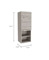 Mila Bathroom Cabinet, Two Interior Shelves, Two External Shelves, Single Door Cabinet - Light Gray