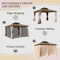 Streamdale Furniture 12'X12' Hardtop Gazebo with Curtains and Net