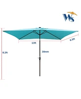 Simplie Fun Solar Led Patio Umbrella: Crank, Tilt, 10x6.5 ft