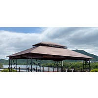 Simplie Fun 13 X 10FT Patio Double Roof Gazebo Replacement Canopy Top Fabric