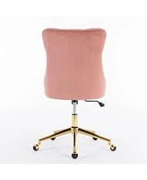 Streamdale Furniture Velvet Upholstered Pink Swivel Office Chair