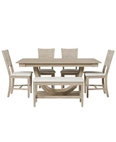 Streamdale Furniture 6-Piece Modern Dining Set with Long Bench