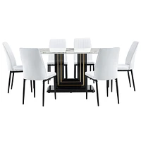 Simplie Fun Modern Faux Marble Dining Set for 6-8