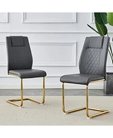 Modern dining chairs, restaurant chairs, and gold legged upholstered chairs made of artificial leather, suitable for kitchens, living rooms, bedrooms,