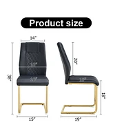 Modern dining chairs with faux leather padded seats, dining room chairs, gold metal leg upholstered chairs, suitable for kitchens, living rooms, bedro