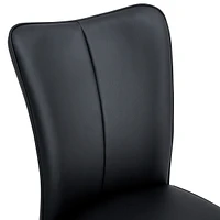 Modern minimalist dining chairs, black Pu leather curved backrest and seat cushions, black metal chair legs, suitable for restaurants, bedrooms, and l
