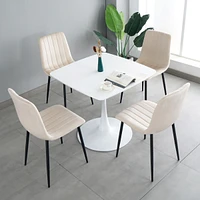 4 Modern Velvet Dining Chairs with Black Metal Legs