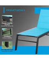 Blue Outdoor Chaise Lounge with Recliner Mechanism