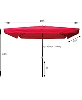 Simplie Fun 10 X 6.5FT Rectangular Patio Umbrella Outdoor Market Umbrellas With Crank And Push Button