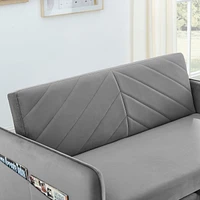 Simplie Fun Pull-Out Sofa Sleeper, 3-In-1 Adjustable Sleeper With Pull-Out Bed, 2 Lumbar Pillows And Side