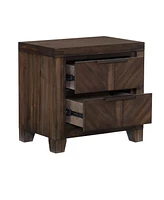 Streamdale Furniture Modern-Rustic Design 1 Piece Wooden Nightstand Of Drawers Distressed Espresso Finish Plank Style