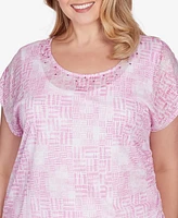 Hearts Of Palm Plus Size Spring Into Action Printed Top