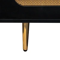 Rattan Sideboard Buffet Cabinet, Kitchen Storage Cabinet Console Table With Adjustable Shelves
