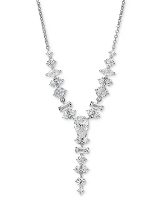 Eliot Danori Silver-Tone Mixed Cubic Zirconia Cluster Lariat Necklace, 16" + 2" extender, Created for Macy's