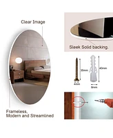 Streamdale Furniture Frameless Beveled Wall Mounted Bathroom Mirror, Hd Makeup Mirror, 25 Round Mirror