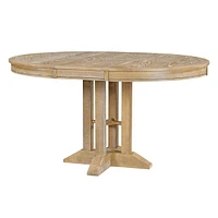 5-Piece Dining Set Extendable Round Table And 4 Upholstered Chairs Farmhouse Dining Set
