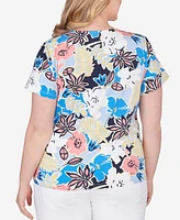 Hearts Of Palm Plus Size Printed Essentials Short Sleeve Top