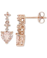 Morganite (1-1/2 ct. t.w.) & Diamond Accent Heart Drop Earrings in 14k Rose Gold