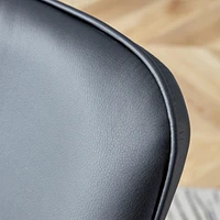 Modern minimalist dining chairs, black Pu leather curved backrest and cushion, black metal semi matte chair legs, suitable for restaurants, bedrooms,
