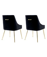 Upholstered Performance Velvet Accent Chair With Metal Leg (Set of 2)