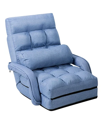 Slickblue Folding Lazy Floor Chair Sofa with Armrests and Pillow